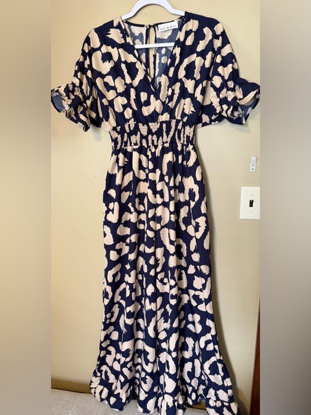 Kate Hewko Navy & Cream Printed Wide-Leg Jumpsuit - Picture 2 of 8